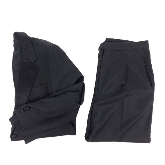 ARMANI COLLEZIONI Tuxedo Jacket Pleated Pants Formal Suit Set Black Old Money - Picture 1 of 16